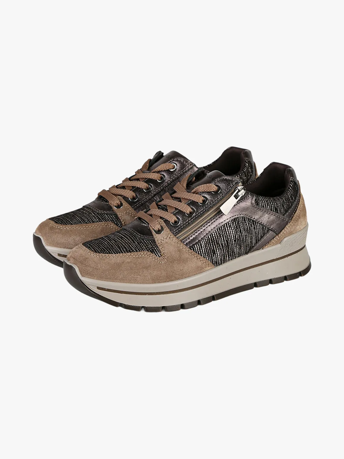 Igi&Co Sneakers donna in pelle con zip e lacci - bronzo