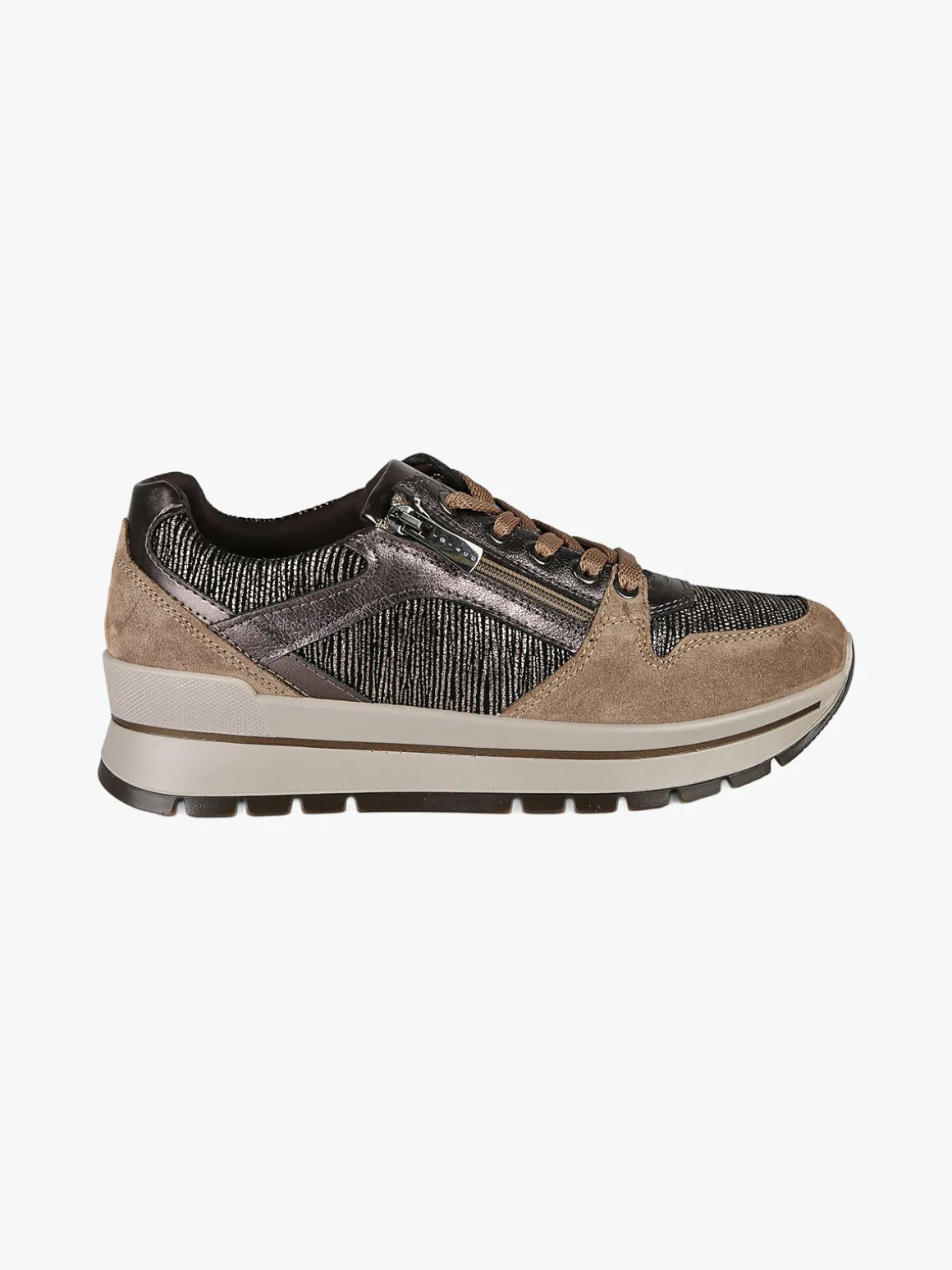 Igi&Co Sneakers donna in pelle con zip e lacci - bronzo