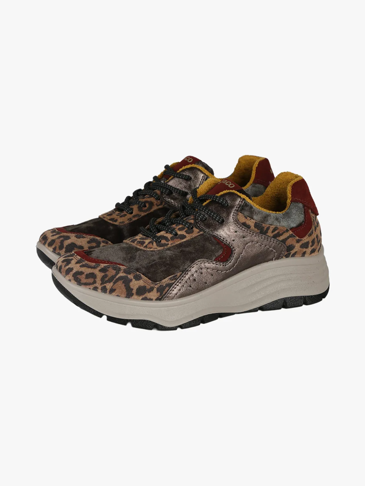 Igi&Co Sneakers donna in pelle animalier con zeppa platform - multicolore