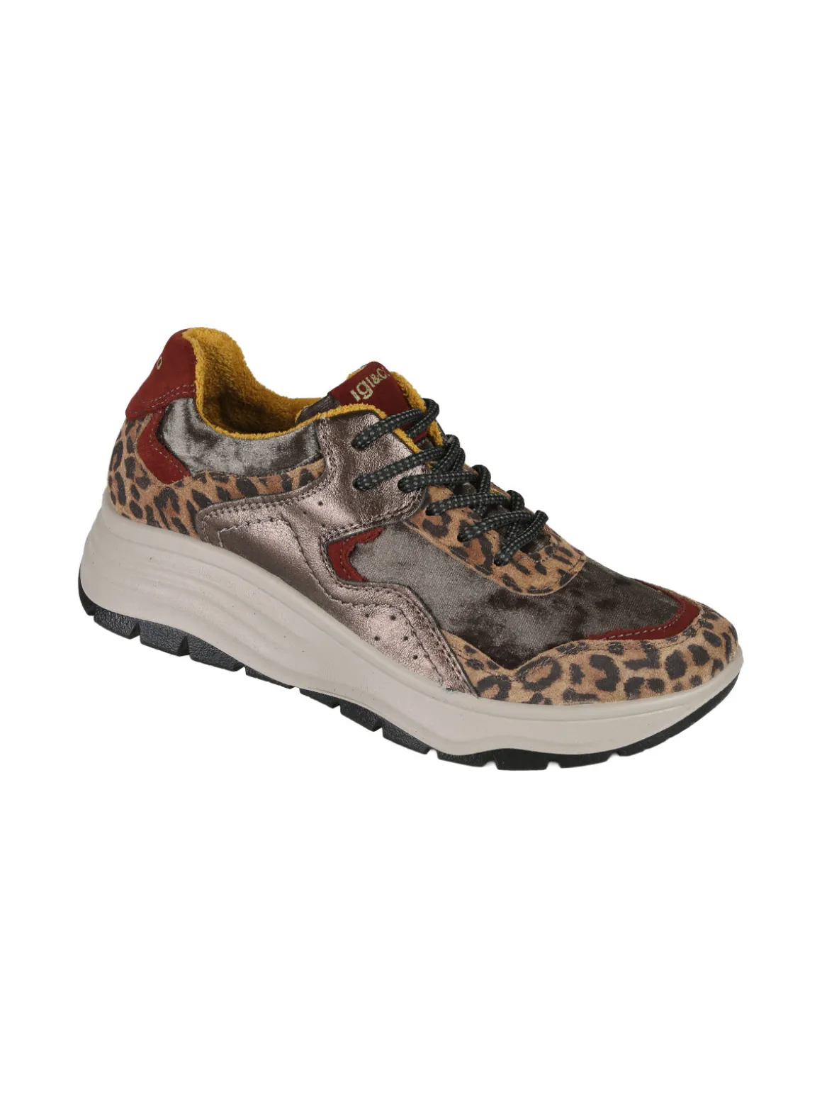 Igi&Co Sneakers donna in pelle animalier con zeppa platform - multicolore