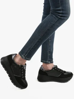 Igi&Co Sneakers donna in pelle scamosciata con zeppa platform