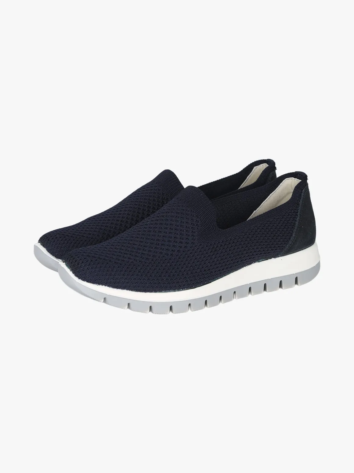 Igi&Co Sneakers donna slip on in maglia con plantare in pelle e zeppa - blu scuro