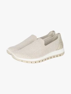Igi&Co Sneakers donna slip on in maglia con plantare in pelle e zeppa - beige