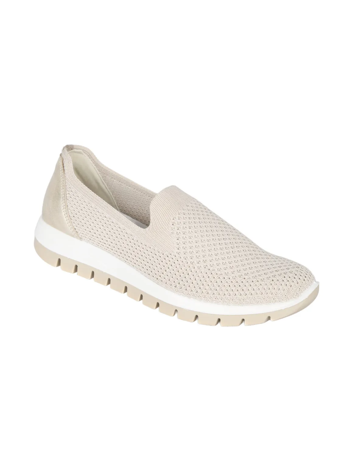 Igi&Co Sneakers donna slip on in maglia con plantare in pelle e zeppa - beige