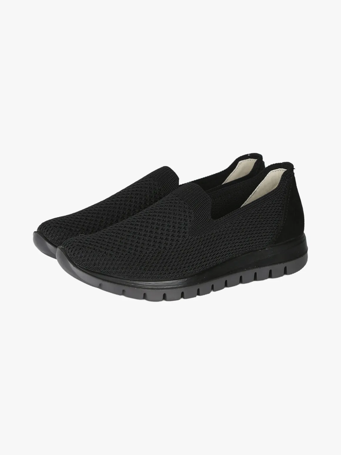 Igi&Co Sneakers donna slip on in maglia con plantare in pelle e zeppa - nero