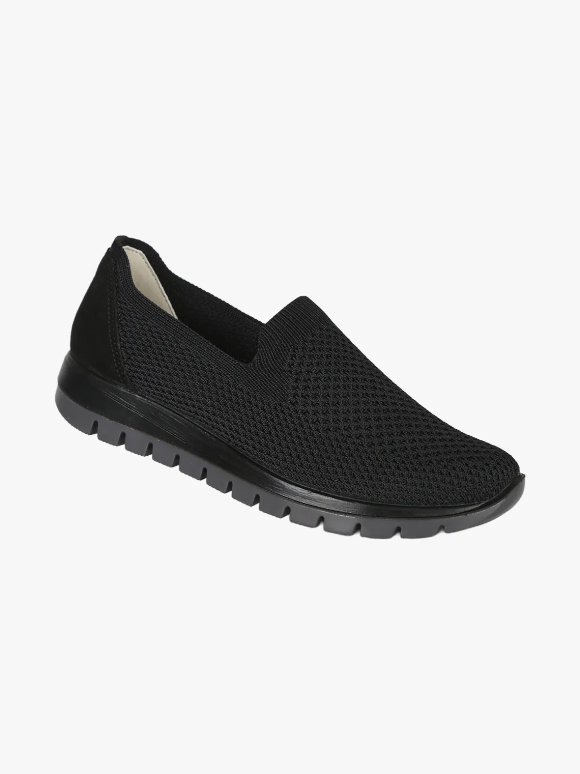 Igi&Co Sneakers donna slip on in maglia con plantare in pelle e zeppa - nero