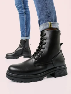 Inblu Anfibi donna con lacci e zip - nero