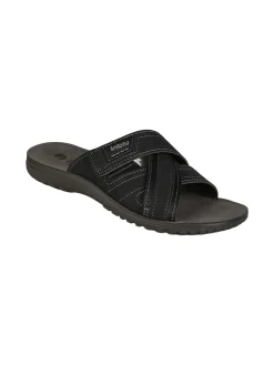 Inblu Ciabatte da uomo con fasce a strappo incrociate - nero