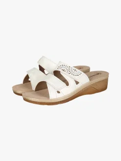 Inblu Ciabatte donna con doppia fascia a strappo e zeppa - bianco