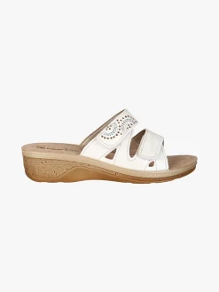 Inblu Ciabatte donna con doppia fascia a strappo e zeppa - bianco