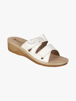 Inblu Ciabatte donna con doppia fascia a strappo e zeppa - bianco