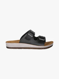 Inblu Ciabatte donna con doppia fascia e fibbie - nero