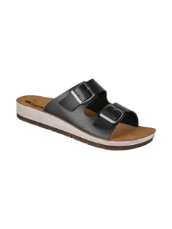 Inblu Ciabatte donna con doppia fascia e fibbie - nero