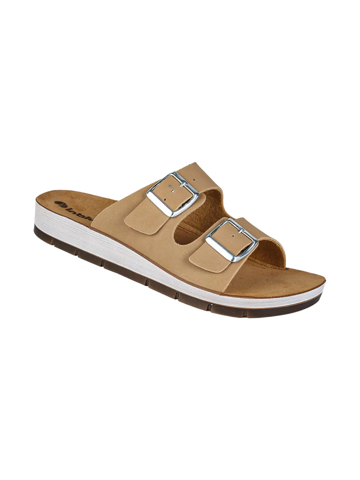Inblu Ciabatte donna con doppia fascia e fibbie - marrone