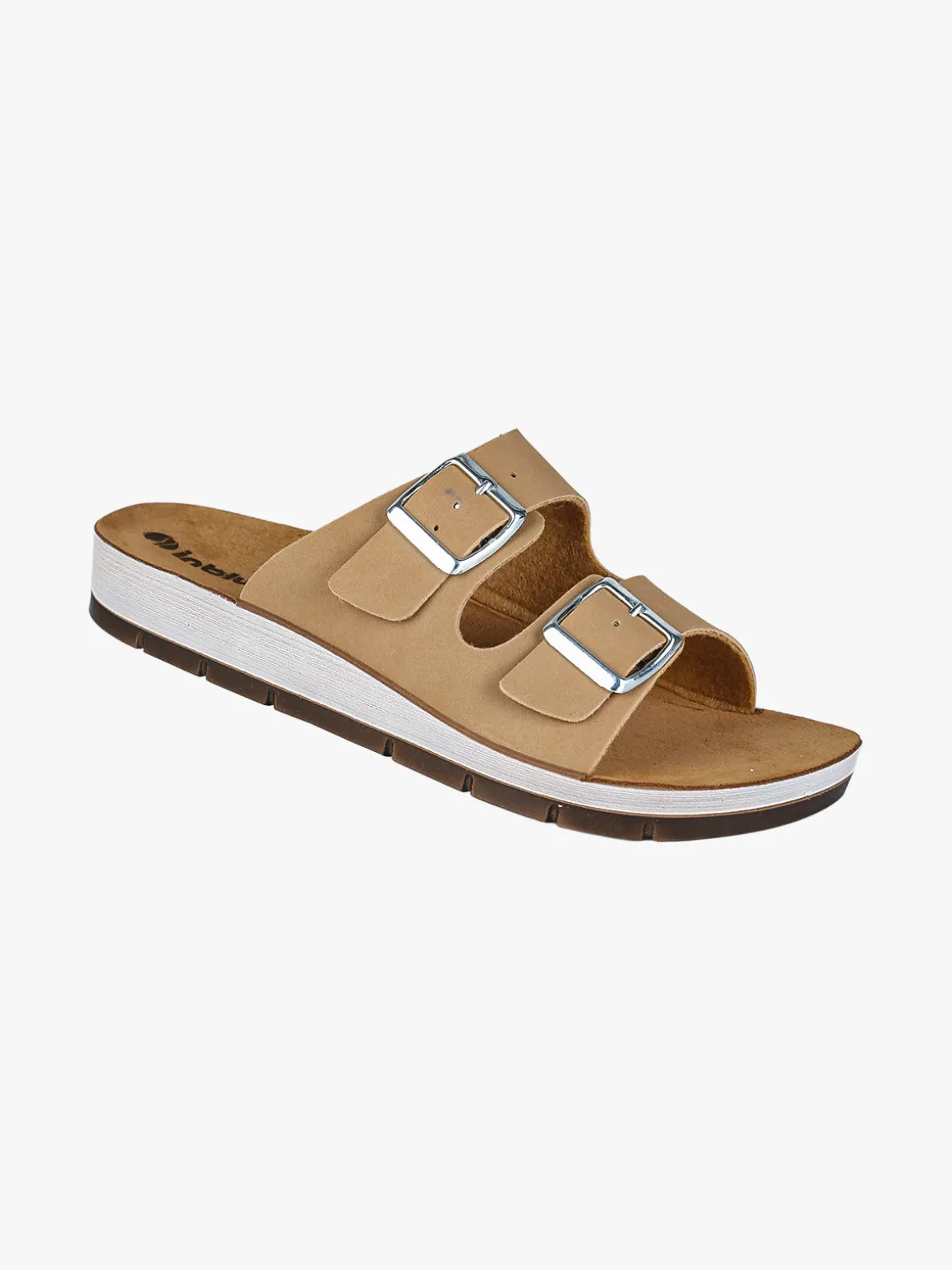 Inblu Ciabatte donna con doppia fascia e fibbie - marrone
