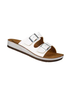 Inblu Ciabatte donna con doppia fascia e fibbie - bianco
