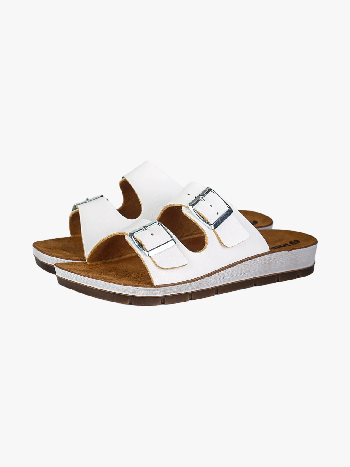 Inblu Ciabatte donna con doppia fascia e fibbie - bianco