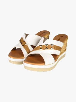 Inblu Ciabatte donna con fasce incrociate zeppa e plateau - bianco