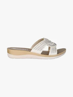 Inblu Ciabatte donna con nodo e brillantini - beige