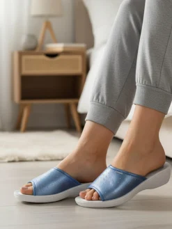 Inblu Ciabatte sanitarie da donna aperte con plantare in pelle - jeans