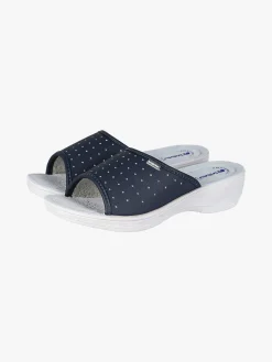 Inblu Ciabatte sanitarie da donna aperte con plantare in pelle - blu scuro