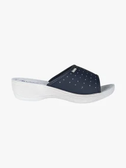 Inblu Ciabatte sanitarie da donna aperte con plantare in pelle - blu scuro