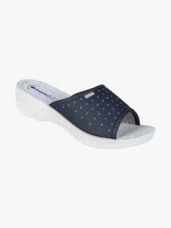 Inblu Ciabatte sanitarie da donna aperte con plantare in pelle - blu scuro