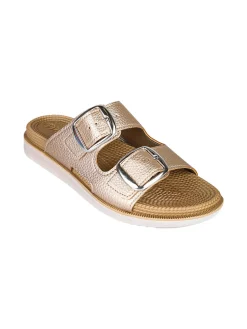 Inblu DUAL DENSITY Ciabatte donna con doppia fibbia - platino