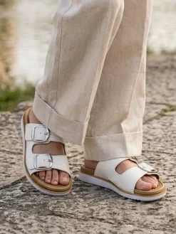 Inblu DUAL DENSITY Ciabatte donna con doppia fibbia - bianco
