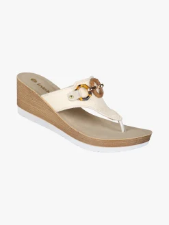 Inblu Infradito donna con zeppa e catena - beige
