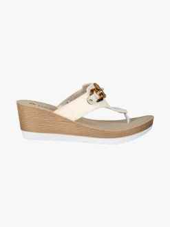Inblu Infradito donna con zeppa e catena - beige