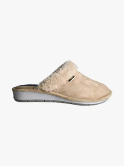 Inblu Pantofole donna con bordo in ecopelliccia e zeppa - beige