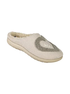 Inblu Pantofole donna con ecopelliccia e cuore - beige