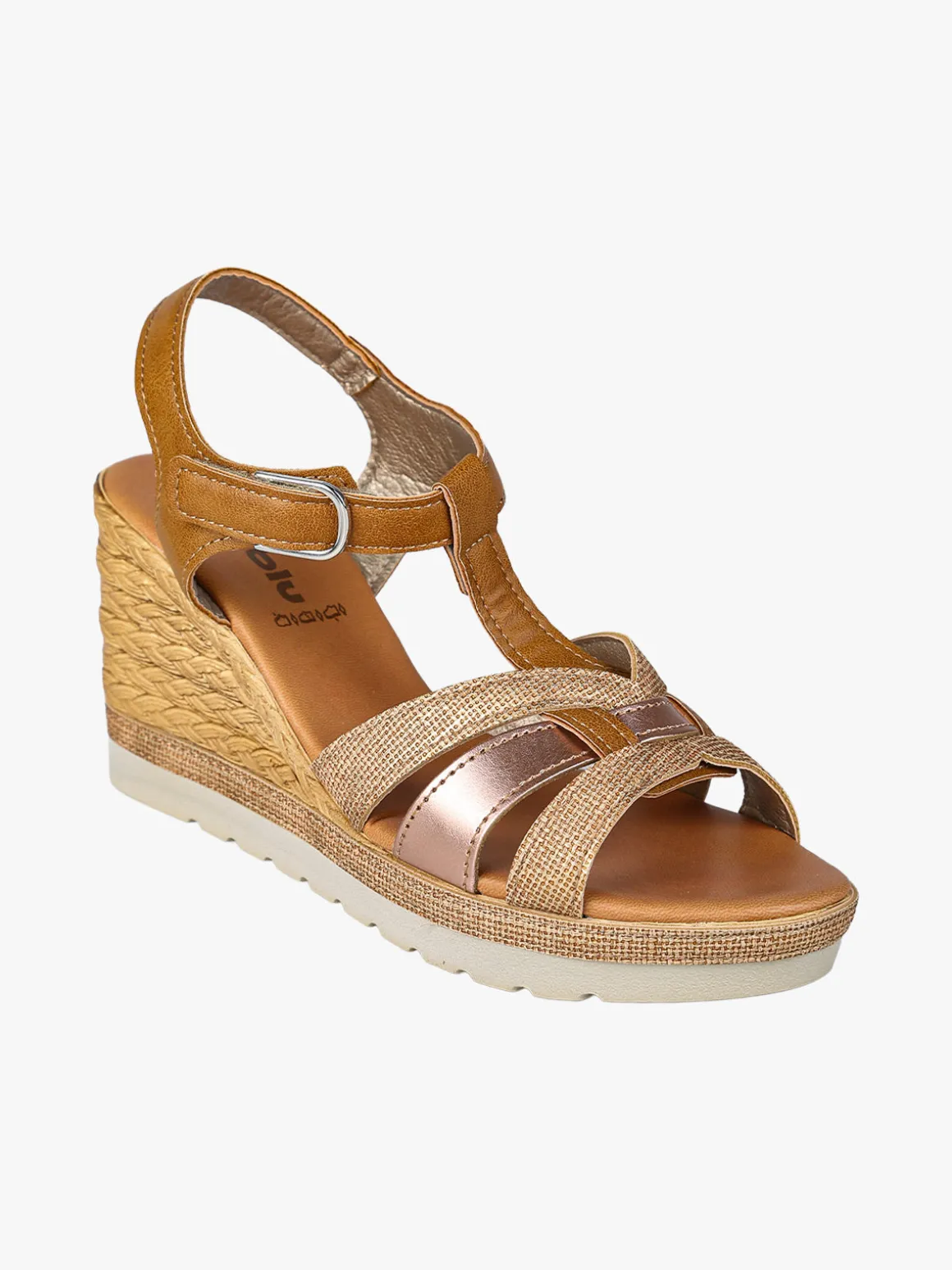 Inblu Sandali da donna con zeppa e cinturino a strappo