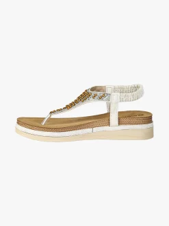 Inblu Sandali donna a infradito con perline e cinturino elastico - bianco