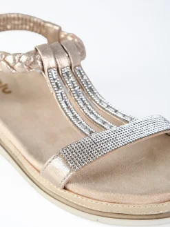 Inblu Sandali donna con brillantini e cinturino elastico a treccia - platino