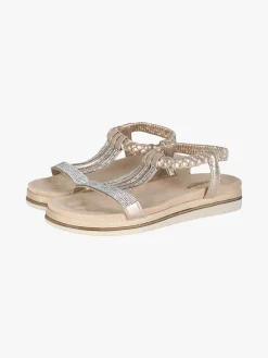 Inblu Sandali donna con brillantini e cinturino elastico a treccia - platino