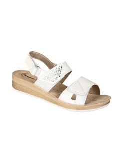 Inblu Sandali donna con zeppa e cinturini a strappo - bianco