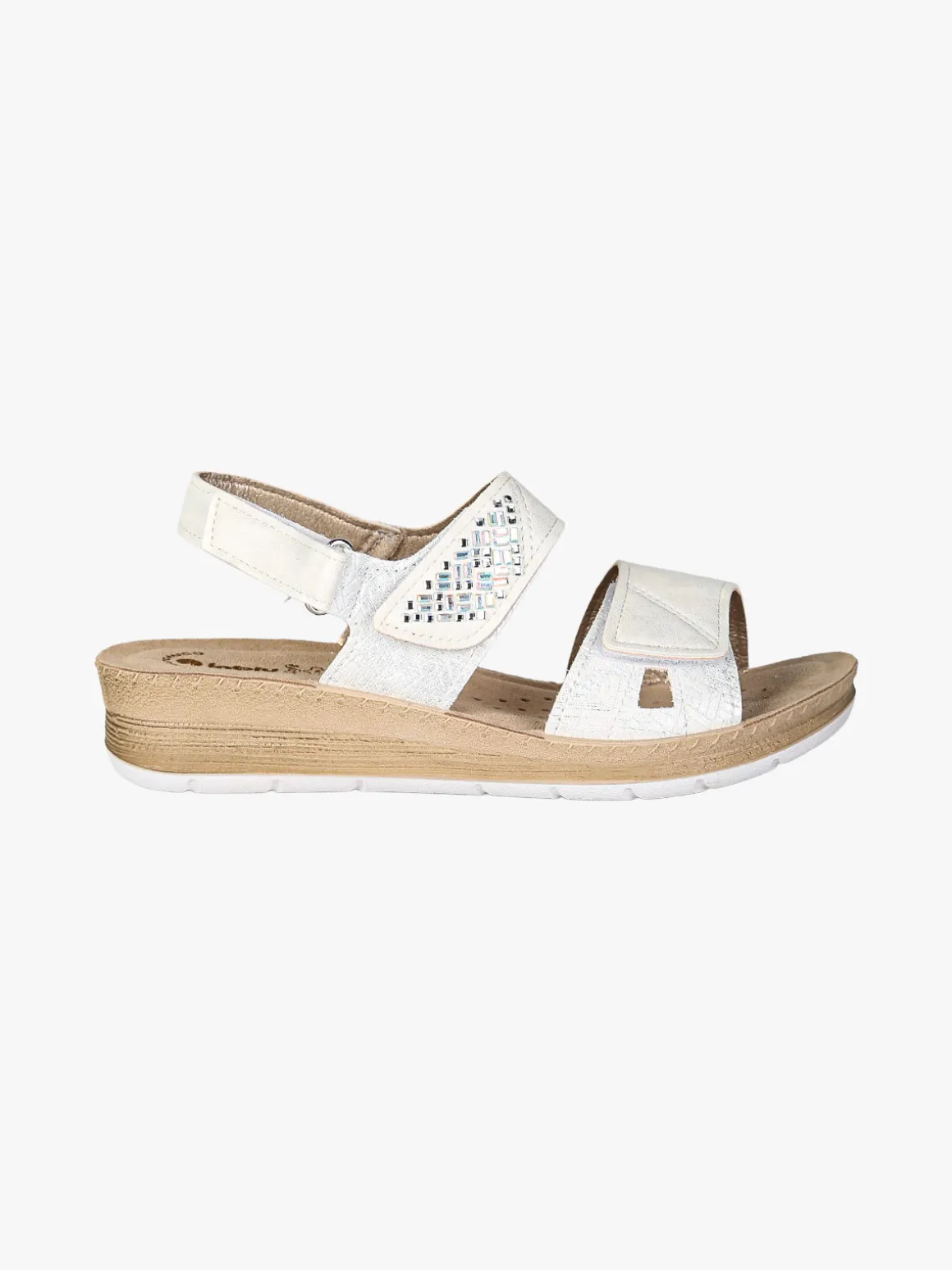 Inblu Sandali donna con zeppa e cinturini a strappo - bianco