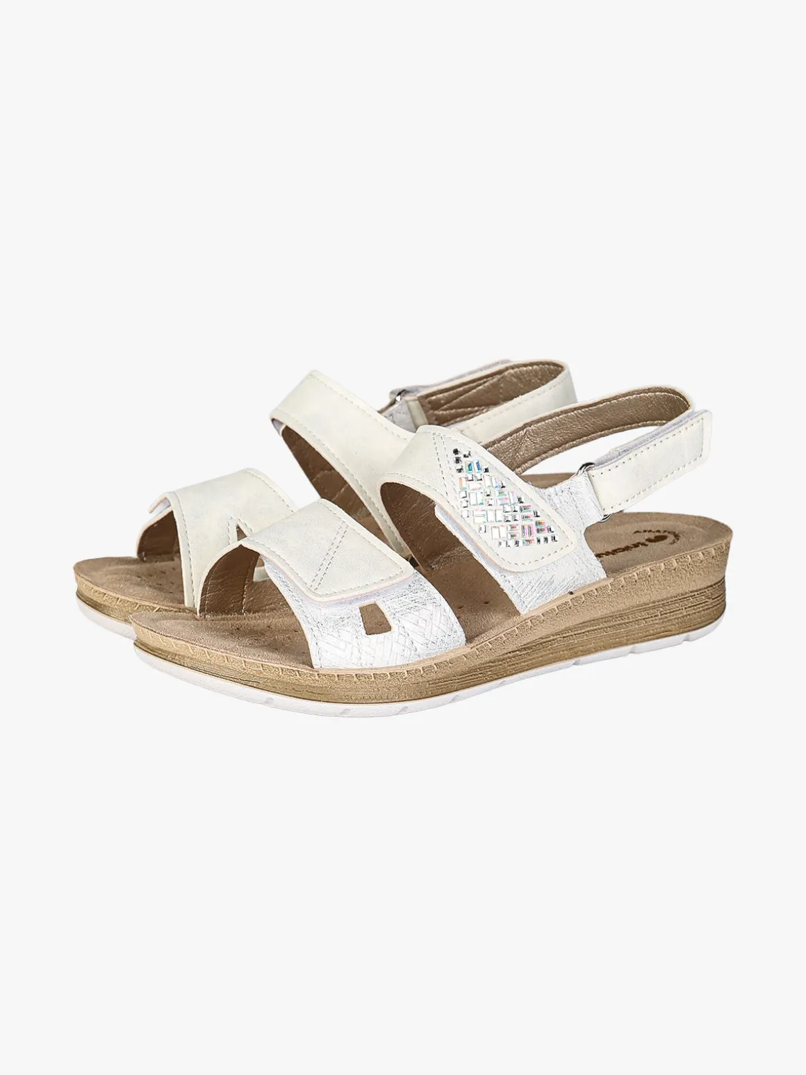 Inblu Sandali donna con zeppa e cinturini a strappo - bianco