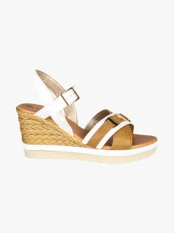 Inblu Sandali donna con zeppa e doppia fascia incrociata - bianco