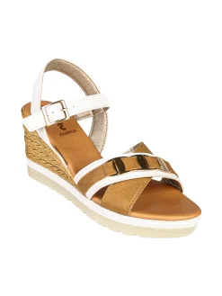 Inblu Sandali donna con zeppa e doppia fascia incrociata - bianco