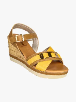 Inblu Sandali donna con zeppa e doppia fascia incrociata - cammello