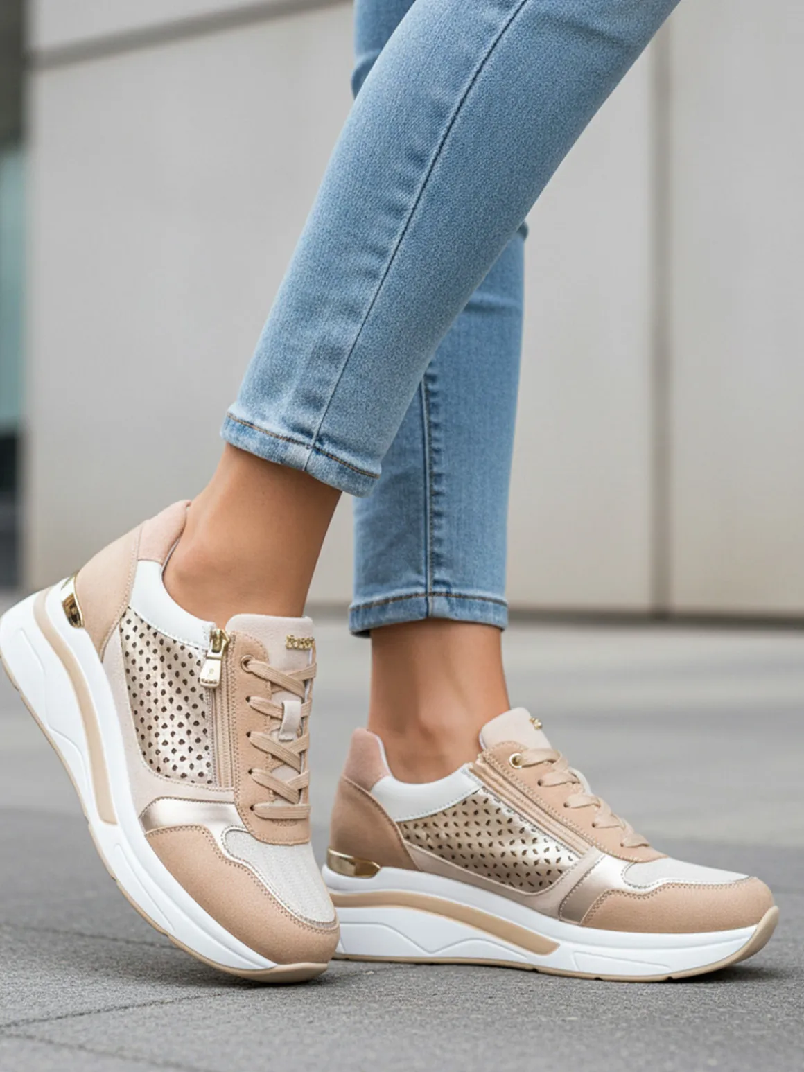 Inblu Sneakers donna multicolore con zeppa - sabbia