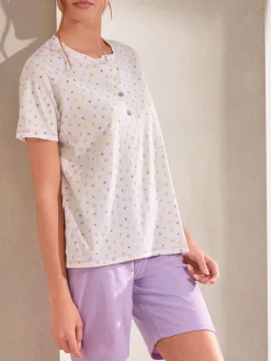 Infiore BLOSSOM Pigiama corto da donna in cotone - panna
