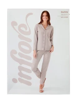 Infiore BUNNY Pigiama aperto da donna in cotone con bottoni - rosa