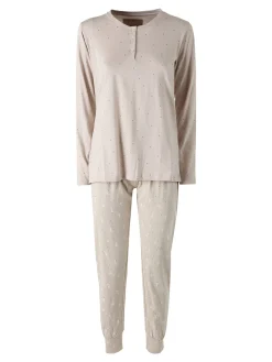 Infiore BUNNY Pigiama lungo da donna in cotone - fango