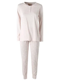 Infiore BUNNY Pigiama lungo da donna in cotone - rosa