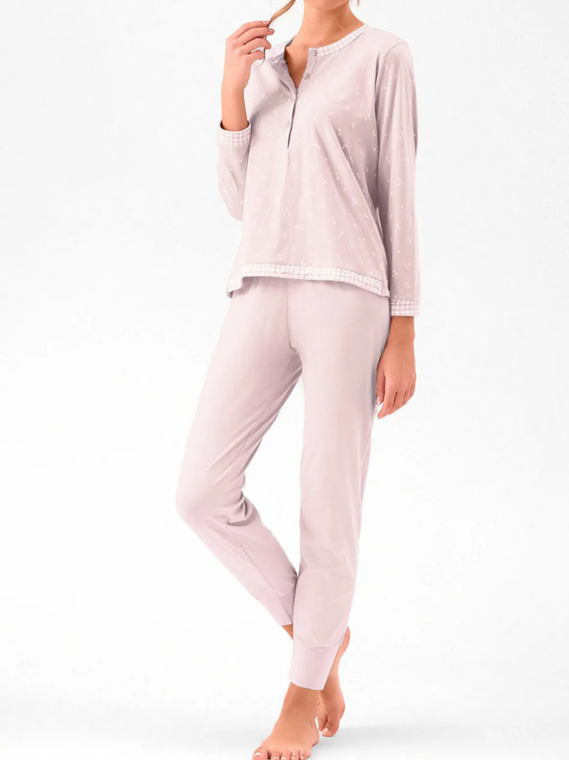 Infiore CUTE Pigiama lungo da donna in cotone - cipria