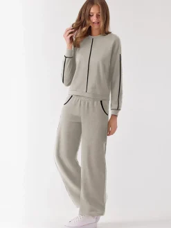 Infiore DIVINA completo tuta da donna girocollo in velour leggero - grigio